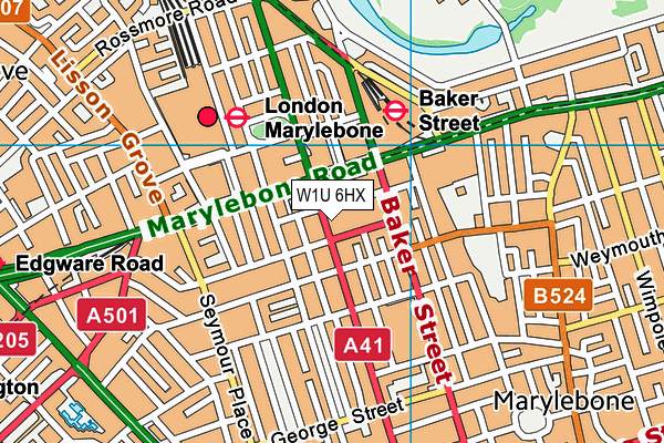 W1U 6HX map - OS VectorMap District (Ordnance Survey)