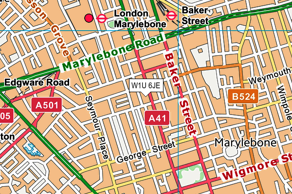 W1U 6JE map - OS VectorMap District (Ordnance Survey)