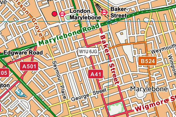 W1U 6JG map - OS VectorMap District (Ordnance Survey)