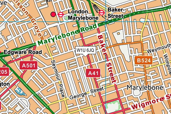 W1U 6JQ map - OS VectorMap District (Ordnance Survey)