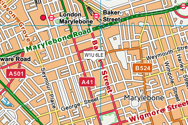 W1U 6LE map - OS VectorMap District (Ordnance Survey)