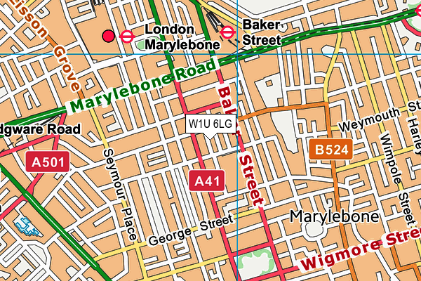 W1U 6LG map - OS VectorMap District (Ordnance Survey)