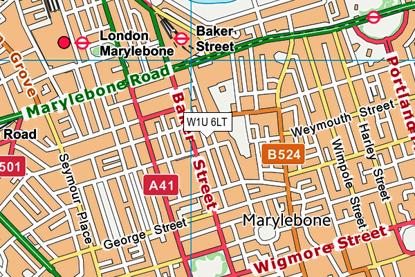 W1U 6LT map - OS VectorMap District (Ordnance Survey)