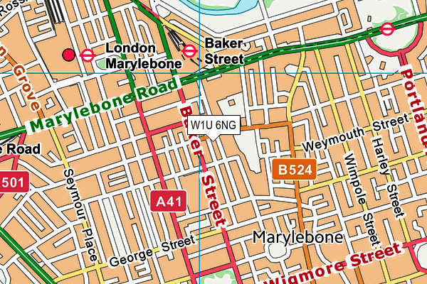 W1U 6NG map - OS VectorMap District (Ordnance Survey)