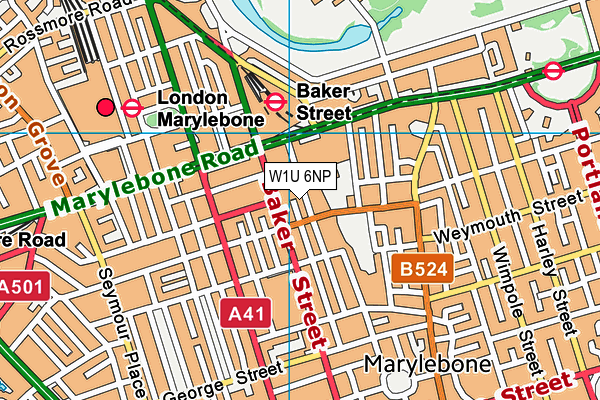 W1U 6NP map - OS VectorMap District (Ordnance Survey)