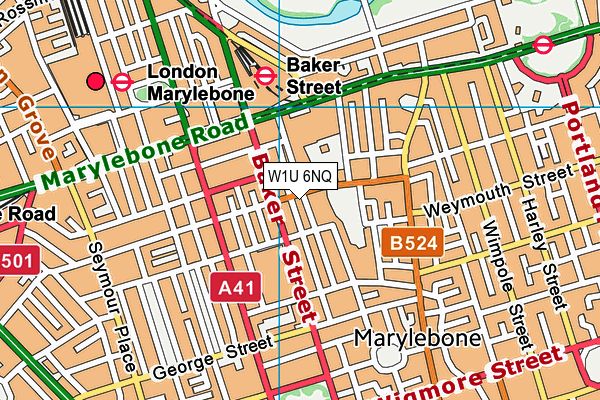 W1U 6NQ map - OS VectorMap District (Ordnance Survey)