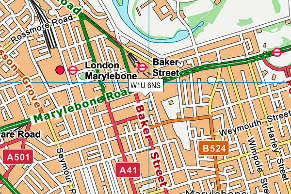 W1U 6NS map - OS VectorMap District (Ordnance Survey)