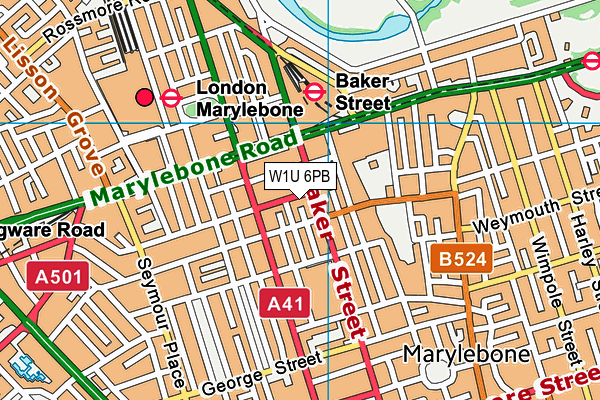 W1U 6PB map - OS VectorMap District (Ordnance Survey)