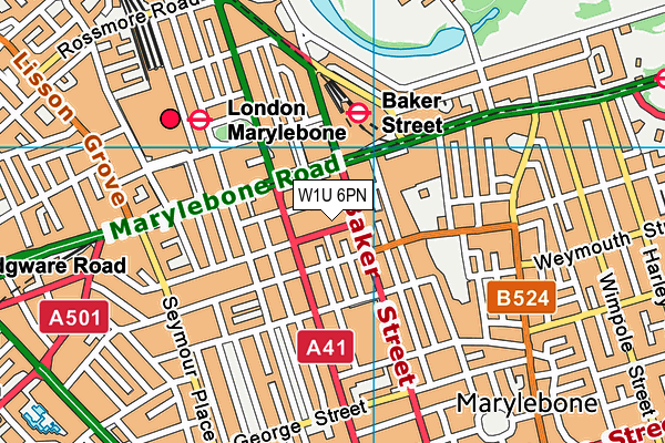 W1U 6PN map - OS VectorMap District (Ordnance Survey)