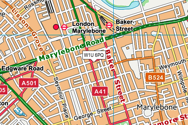 W1U 6PQ map - OS VectorMap District (Ordnance Survey)