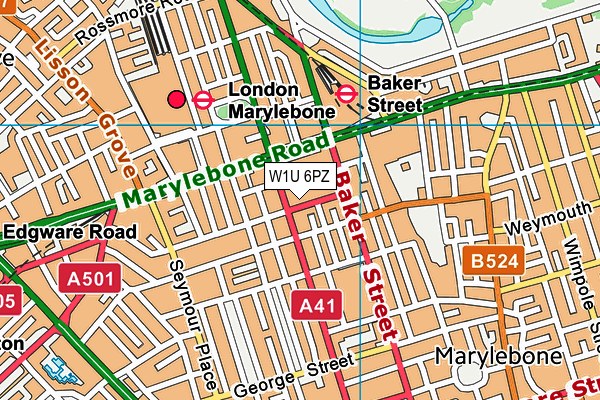 W1U 6PZ map - OS VectorMap District (Ordnance Survey)