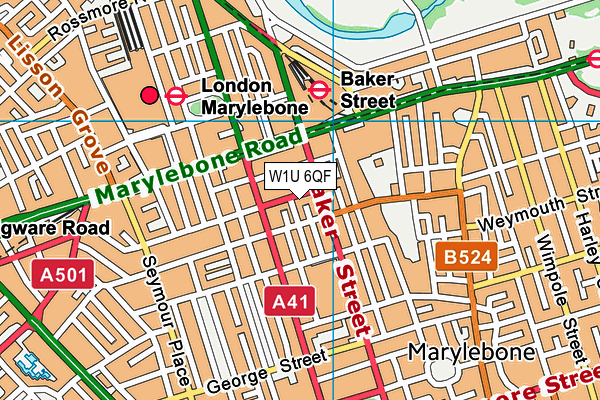 W1U 6QF map - OS VectorMap District (Ordnance Survey)