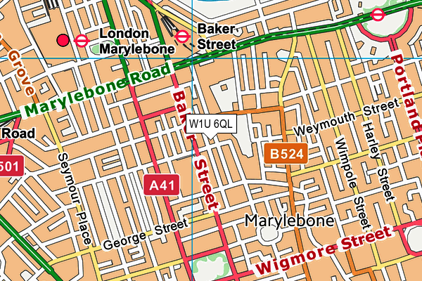 W1U 6QL map - OS VectorMap District (Ordnance Survey)