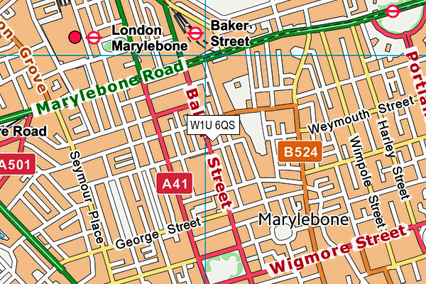 W1U 6QS map - OS VectorMap District (Ordnance Survey)