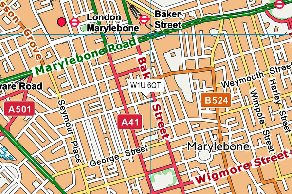 W1U 6QT map - OS VectorMap District (Ordnance Survey)