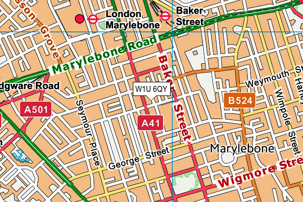 W1U 6QY map - OS VectorMap District (Ordnance Survey)