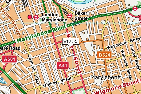 W1U 6RJ map - OS VectorMap District (Ordnance Survey)