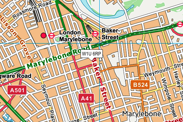 W1U 6RP map - OS VectorMap District (Ordnance Survey)