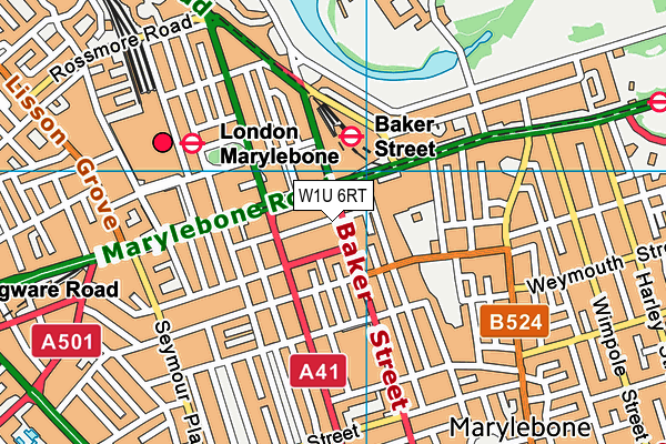 W1U 6RT map - OS VectorMap District (Ordnance Survey)