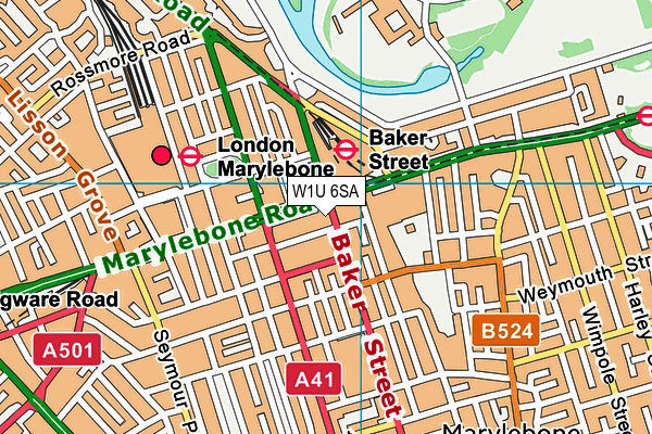 W1U 6SA map - OS VectorMap District (Ordnance Survey)