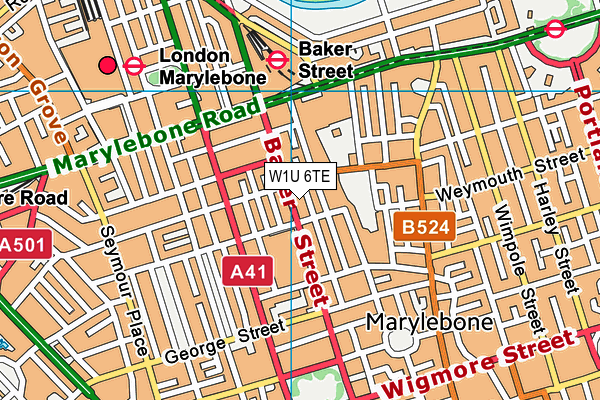 W1U 6TE map - OS VectorMap District (Ordnance Survey)