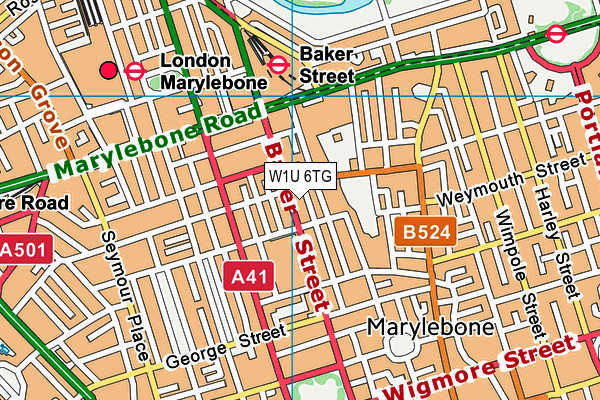 W1U 6TG map - OS VectorMap District (Ordnance Survey)