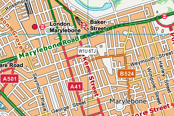 W1U 6TJ map - OS VectorMap District (Ordnance Survey)