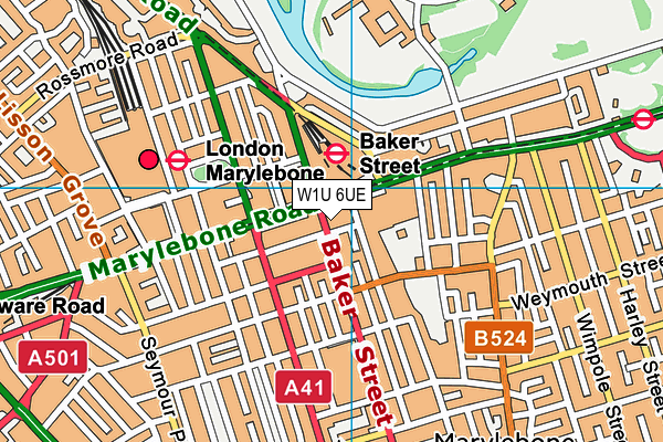 W1U 6UE map - OS VectorMap District (Ordnance Survey)