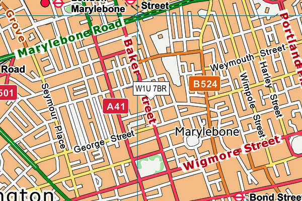 W1U 7BR map - OS VectorMap District (Ordnance Survey)