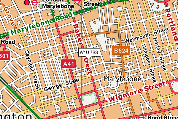 W1U 7BS map - OS VectorMap District (Ordnance Survey)