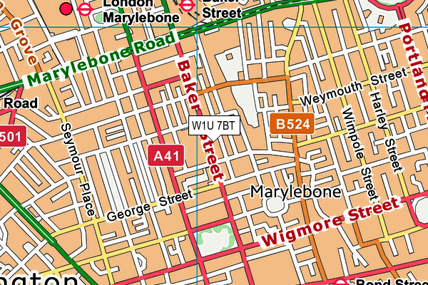 W1U 7BT map - OS VectorMap District (Ordnance Survey)