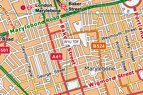 W1U 7DF map - OS VectorMap District (Ordnance Survey)