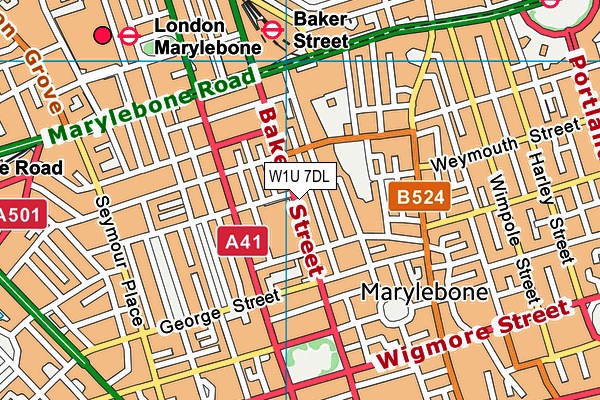 W1U 7DL map - OS VectorMap District (Ordnance Survey)