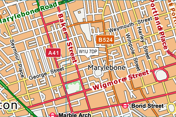 W1U 7DP map - OS VectorMap District (Ordnance Survey)