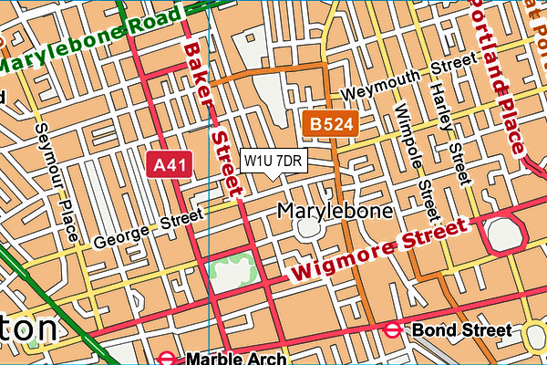 W1U 7DR map - OS VectorMap District (Ordnance Survey)