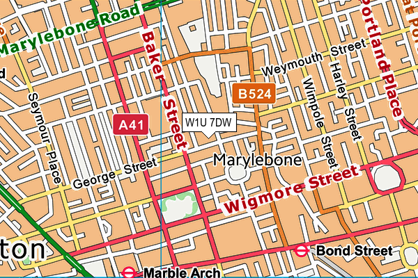 W1U 7DW map - OS VectorMap District (Ordnance Survey)