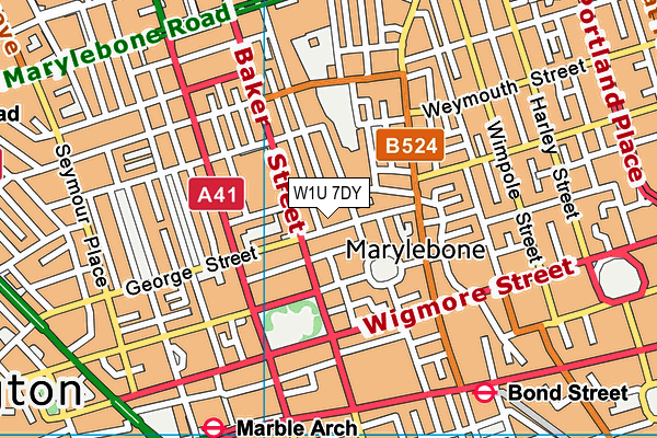 W1U 7DY map - OS VectorMap District (Ordnance Survey)