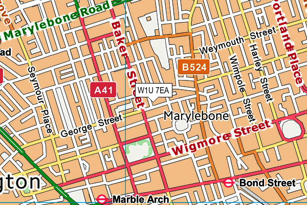 W1U 7EA map - OS VectorMap District (Ordnance Survey)