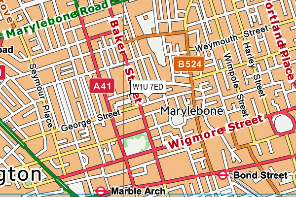 W1U 7ED map - OS VectorMap District (Ordnance Survey)
