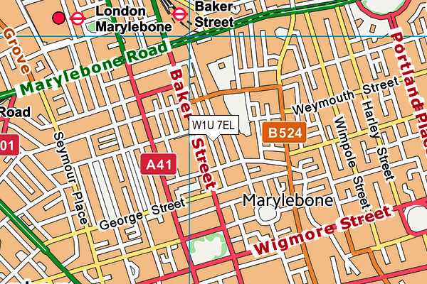 W1U 7EL map - OS VectorMap District (Ordnance Survey)