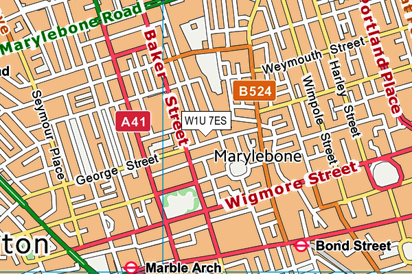 W1U 7ES map - OS VectorMap District (Ordnance Survey)
