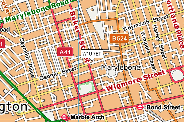 W1U 7ET map - OS VectorMap District (Ordnance Survey)