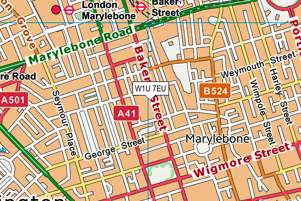 W1U 7EU map - OS VectorMap District (Ordnance Survey)