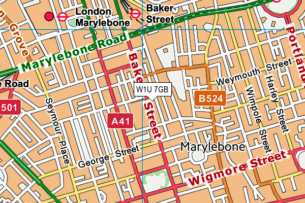 W1U 7GB map - OS VectorMap District (Ordnance Survey)