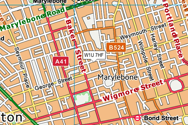 W1U 7HF map - OS VectorMap District (Ordnance Survey)