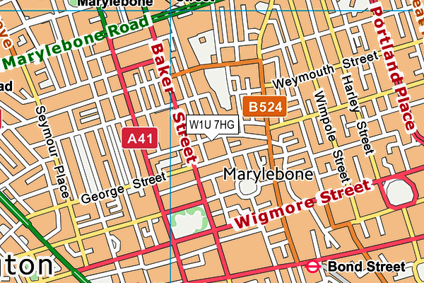 W1U 7HG map - OS VectorMap District (Ordnance Survey)