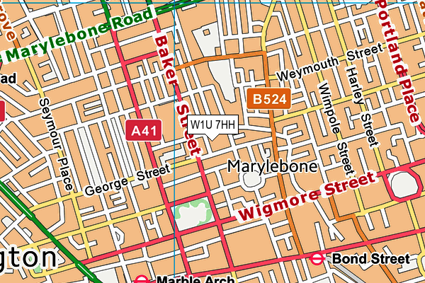 W1U 7HH map - OS VectorMap District (Ordnance Survey)
