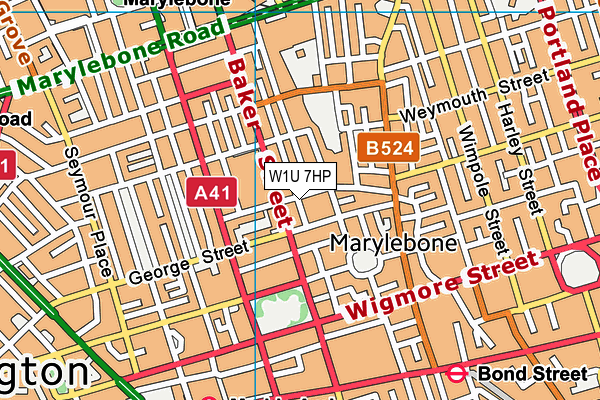 W1U 7HP map - OS VectorMap District (Ordnance Survey)