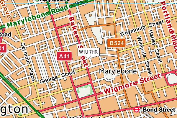 W1U 7HR map - OS VectorMap District (Ordnance Survey)