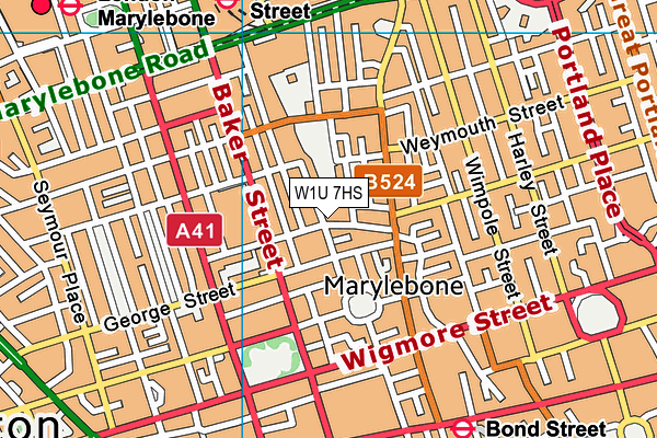 W1U 7HS map - OS VectorMap District (Ordnance Survey)